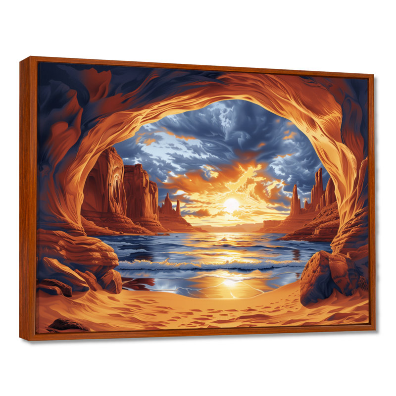 Markaysia - Canyon Wall Art Living Room, Toile avec cadre flottant brun, H 24 po x l 32 po x P 1 po