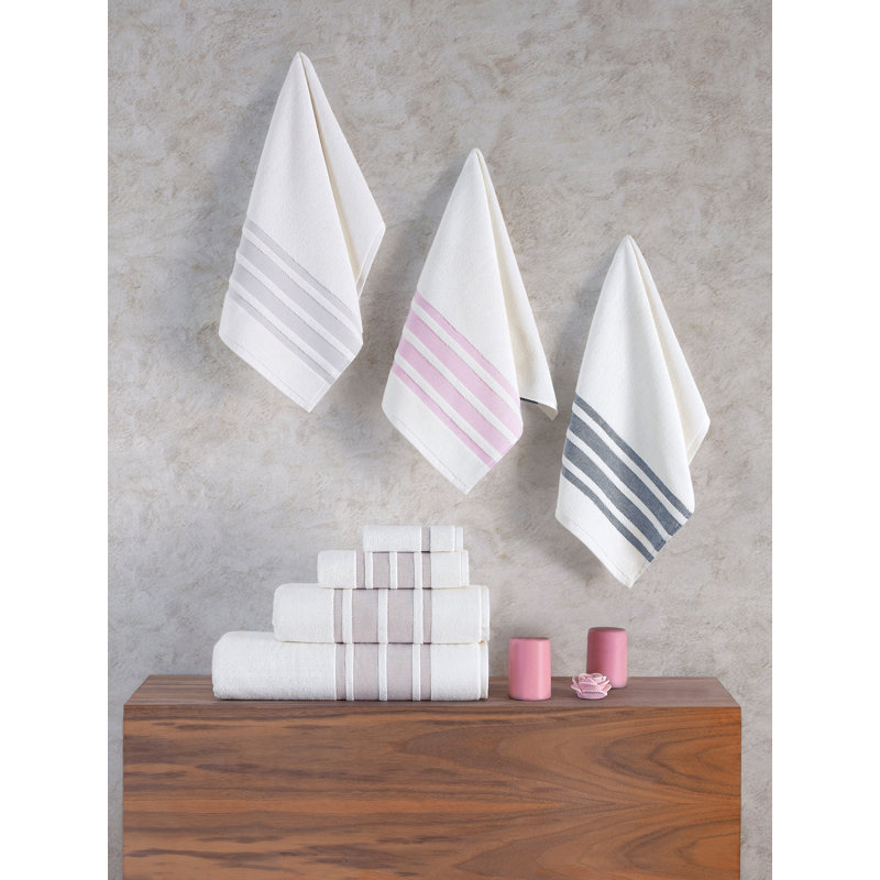 Bordure contrastante Brooks Brothers, Argent, Hand Towel
