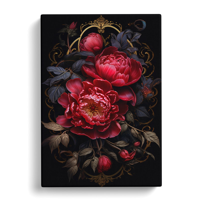 Peony Flower Gothic - Wrapped Canvas, 60cm H x 40cm W x 3cm D