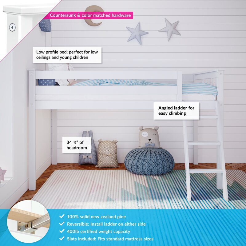 Lit mezzanine simple Jaquelinee Kids, Blanc