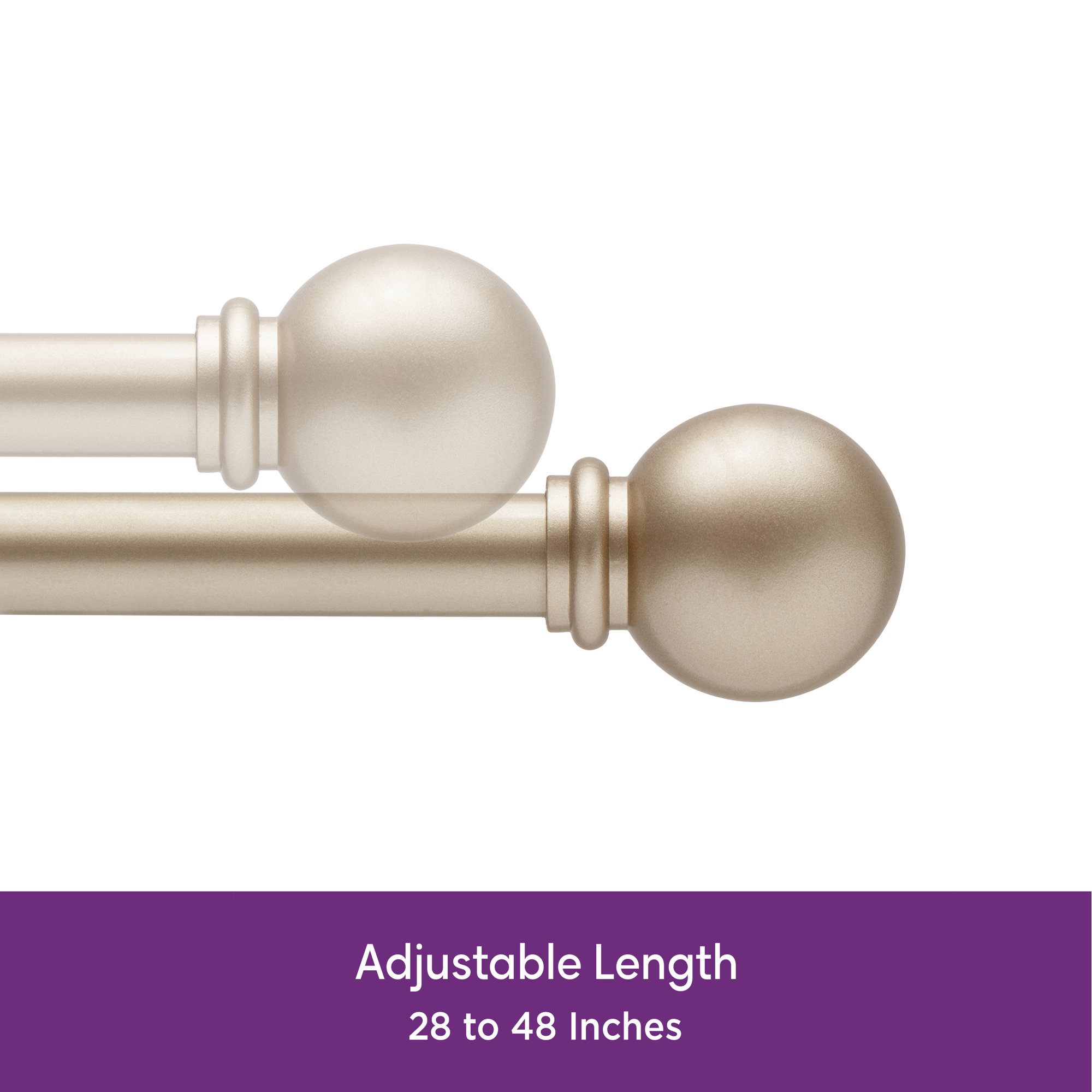 Wayfair Basics Ball End Single Curtain Rod, 28-48" or 48-86" Adjustable Length, 5/8" Dia. Steel, 28" - 48" , Soft Brass