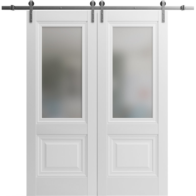 Portes de grange en bois givré Lucia, 36 po x 84 po