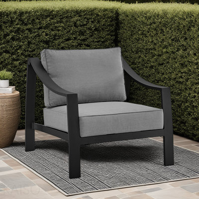 Chaise d'extérieur en aluminium noir et gris foncé