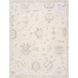 Oushak Hand Knotted Wool Floral Area Rug in Beige