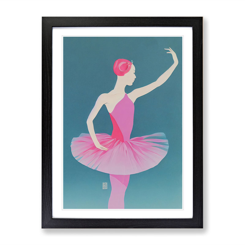 Ballerina Profile - Single Picture Frame Painting, Black Framed, 34cm H x 25cm W x 2cm D