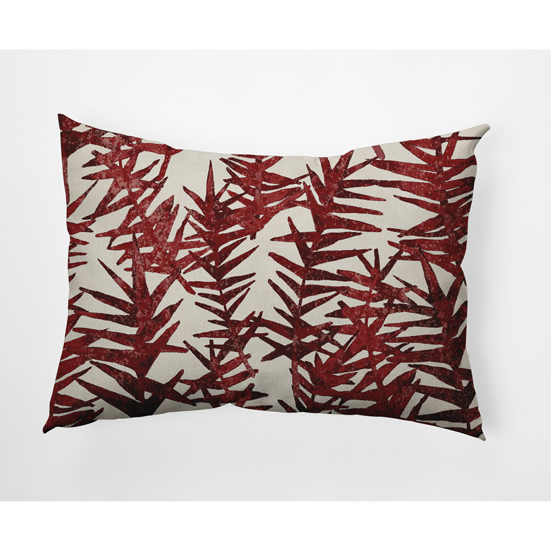 Spikey Floral Reversible Throw Pillow, Red