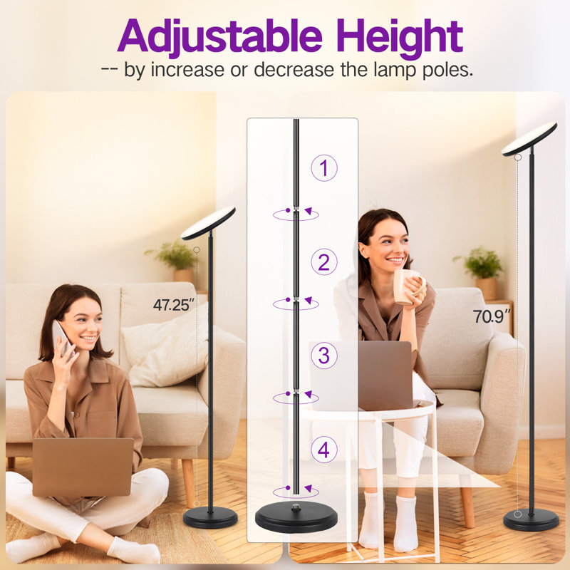 Kaweh 70.87'' Smart LED Floor Lamp - WiFi & Remote Control, Dimmable Lighting for Living Room, Matte Black
