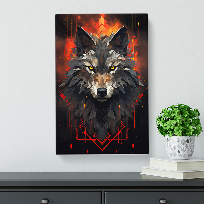 Wolf Geometric - No Frame Print, 50cm H x 35cm W x 3cm D