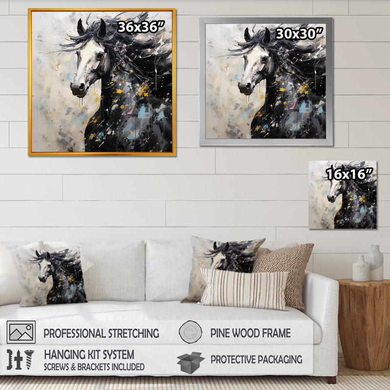 Minimalisme galopant sur une toile, Cadre naturel flottant, H 36 po x l 36 po