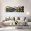 Misty Spring Lake Reflection Peaceful Serene Tranquil Cherry Forest Landscape, art mural-312955412