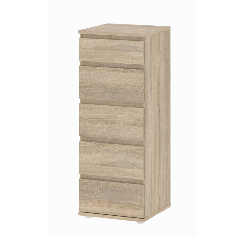 Ariel 5 Drawer 40Cm W Tallboy, Oak Structure