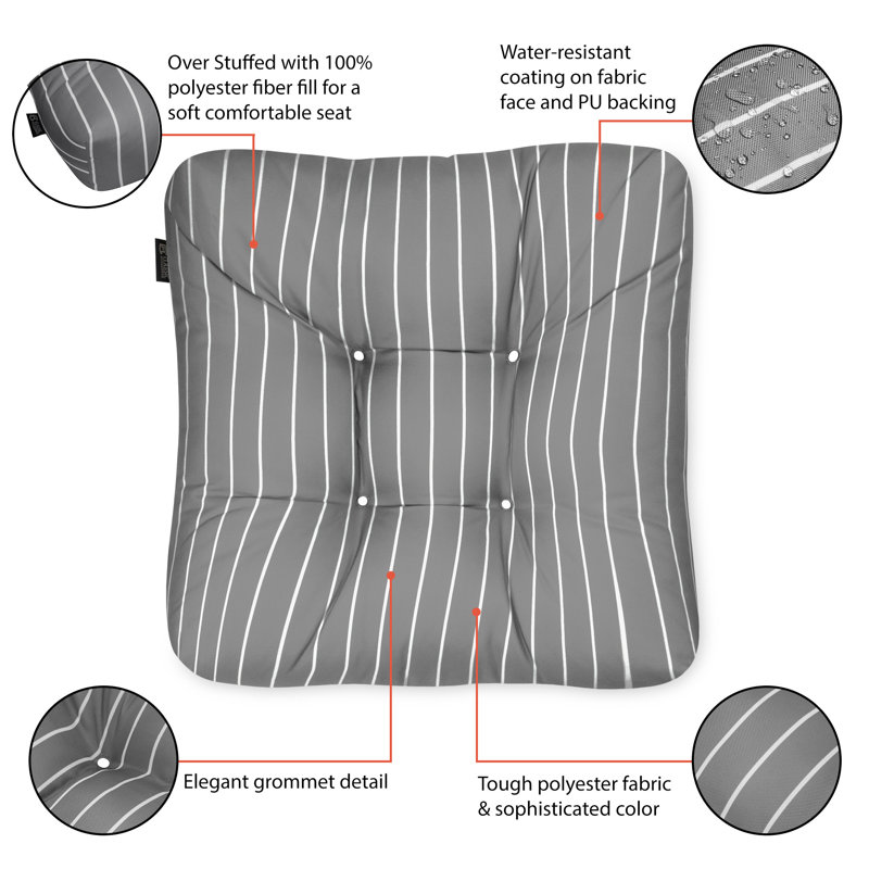 Bergholt Patio Seat Cushion, 19in. W, Moon Mist Stripe
