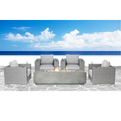 Percy Wicker 4 - Person Patio Conversation Set with Cushions