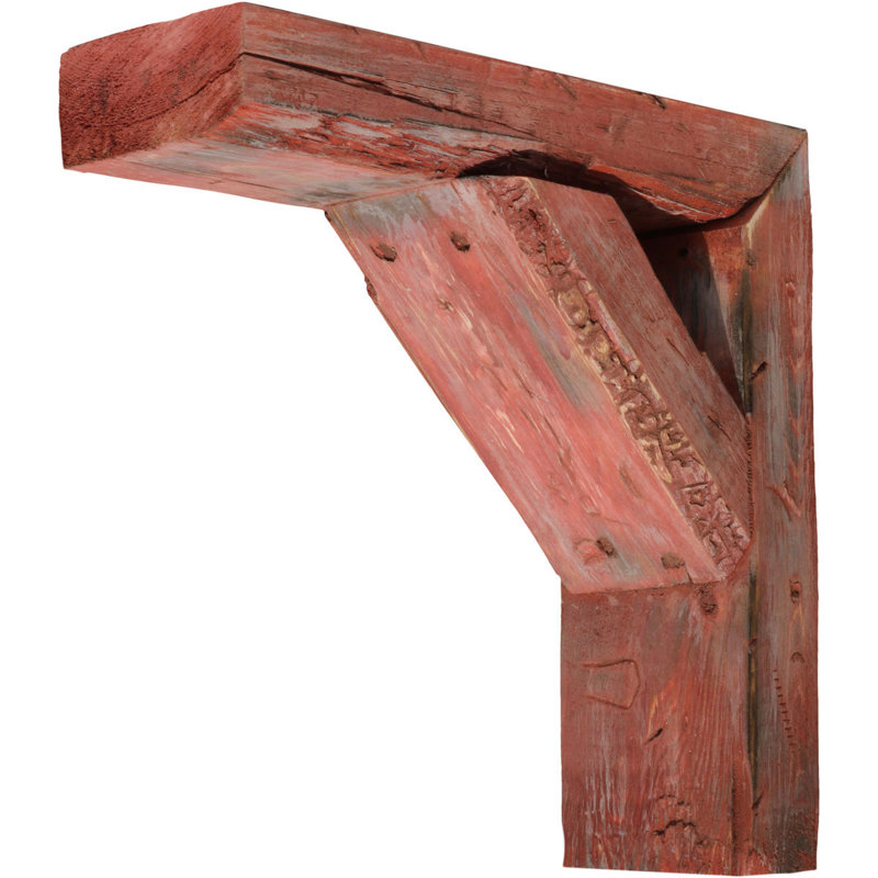 Support de style campagne rétro l 3 1/2 po x P 12 po x H 14 po, Collection Barnwood Decor, rouge récupéré, Rouge usé