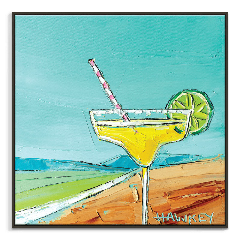 Margarita Bliss by Angela Hawkey - Painting, 76cm H x 76cm W x 5cm D, Black Framed