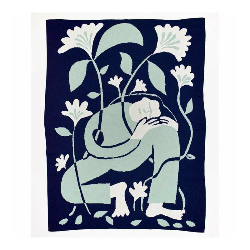 Grow Throw Blanket, Indigo, Merino Wool