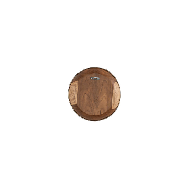 Teak Wood Bowl Wall Art, Metallurgy Edge, 12" H x 12" W x 2" D