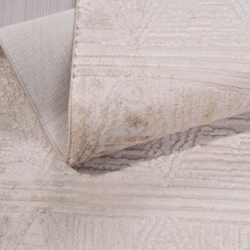 Tapis crème moderne antidérapant lavable à la machine, Rectangle de 2 pi 7 po x 5 pi