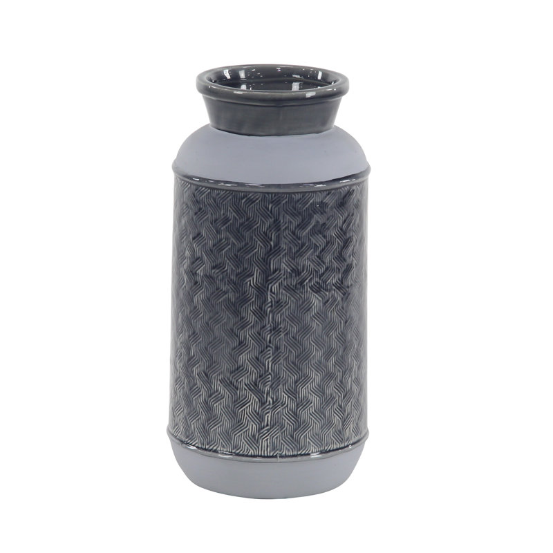 Desdra Stoneware Table Vase, 15" H x 7" W x 7" D, Gray