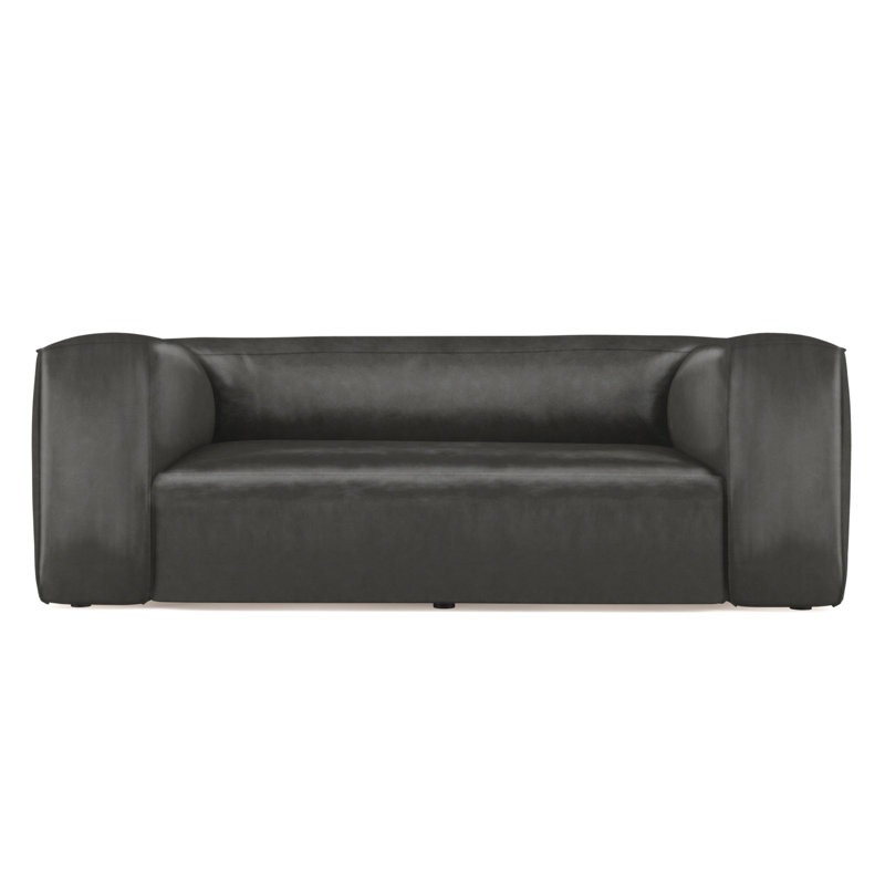 Varick Oversize Track-Arm Sofa with Flange, 30" H x 84" W x 47" D, Vintage Leather Graphite, Ebony