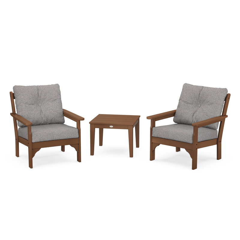 Vineyard 3-Piece Deep Seating Set, Grey Mist, Teak