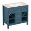 Ensemble de meuble-lavabo 36 po avec lavabo en résine, armoire autoportante à cadre en bois massif avec 5 tiroirs et portes à fermeture douce-111123770