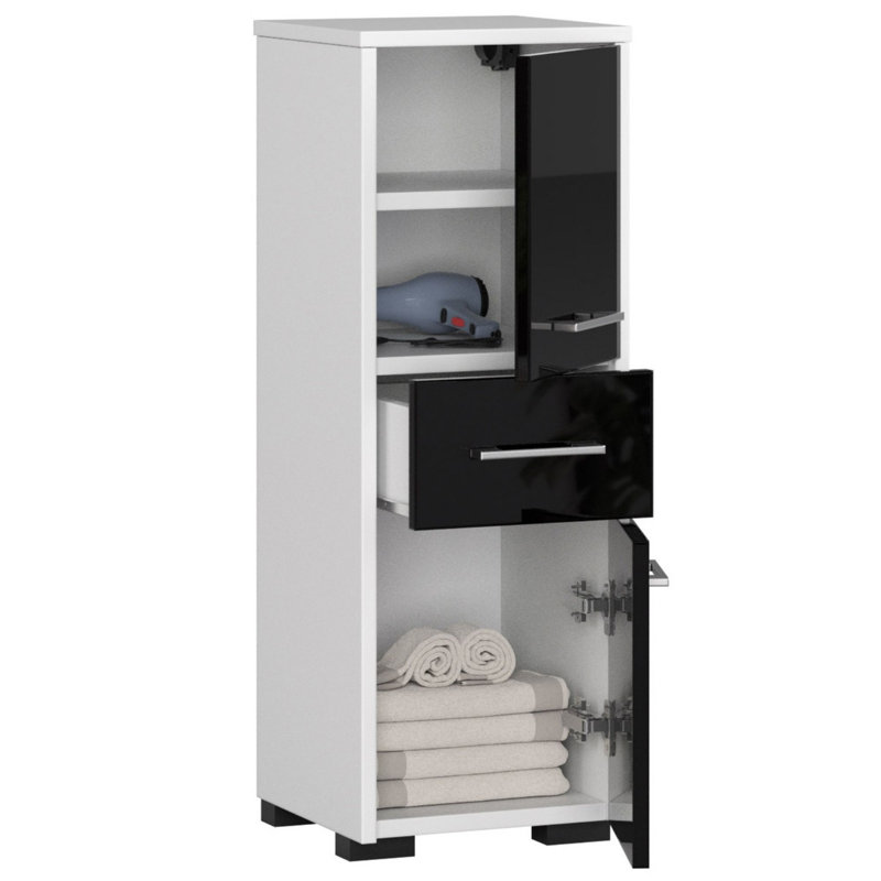 Emily-Jayne Bathroom Cabinet, White/Black Gloss