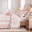 Ensemble de literie rose, couette en microfibre pour lit simple/simple XL, style romantique à volants