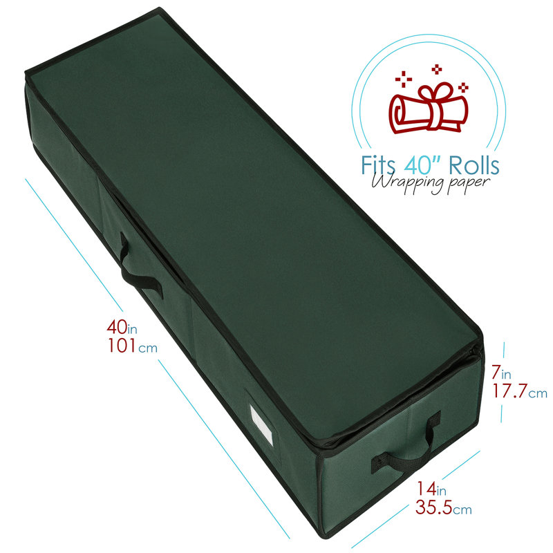 Grand range-papier de Noël de qualité supérieure avec boîte à ruban, Vert