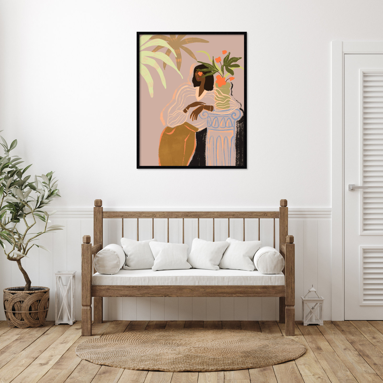 Prudence "Lady in Waiting" Print, Black, 41" H x 33" W