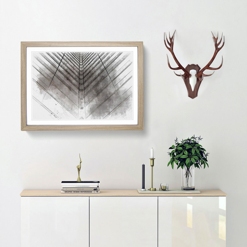 Architecture Sketch Vol.28 in Abstract - Picture Frame Drawing Print, Oak Framed, 36cm H x 48cm W x 2cm D