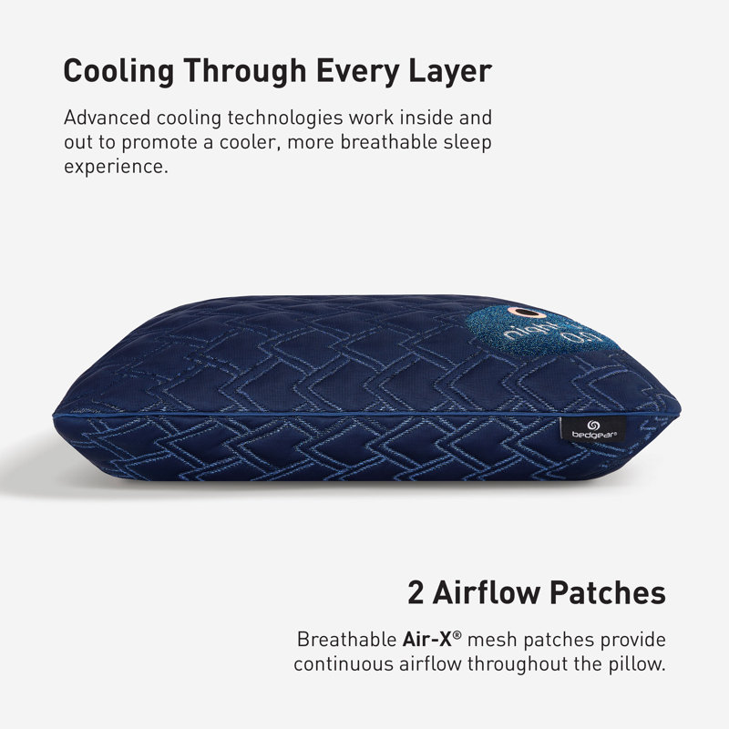 Bedgear Night Ice Performance Pillow - Triple Cooling - Medium Soft for All Sleep Positions, 3.0
