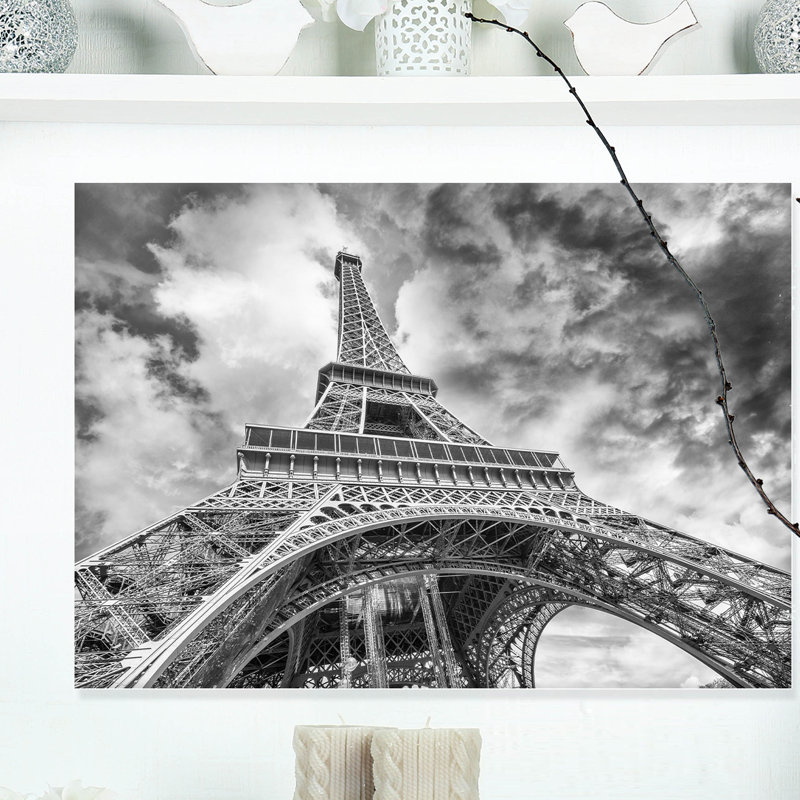 Black and White Paris Eiffel Tower Canvas Print, 40 x 20