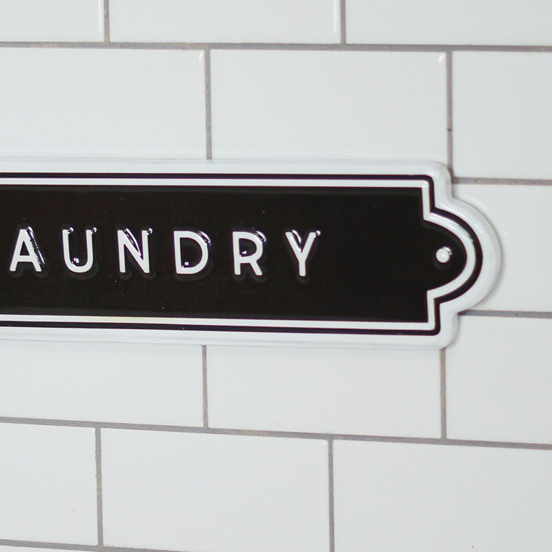 VIP Metal 18 in. Black Embossed Laundry Sign