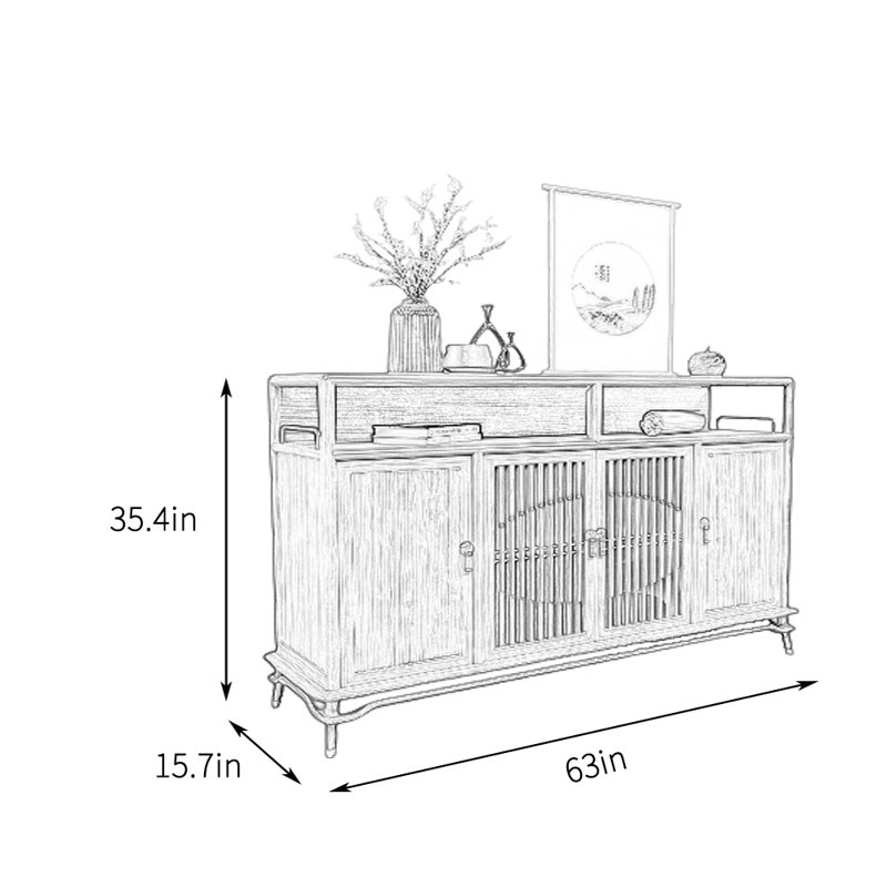New Chinese Style Solid Wood Sideboard