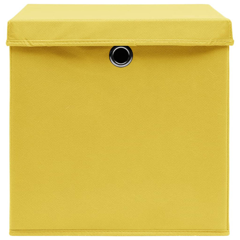 Storage Boxes with Lids Fabric, Yellow, 28cm H x 28cm W x 28cm D