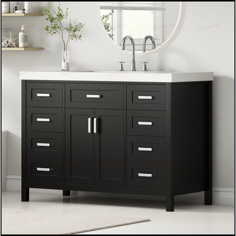 Meuble-lavabo 48 po avec lavabo, Noir
