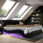 Structure de lit tapissier en similicuir grand avec DEL et massage relaxant avec éclairage DEL, 30 lumières-1185592293-1185592283