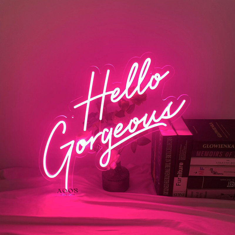 Enseigne lumineuse à DEL Hello Gorgeous 22 po