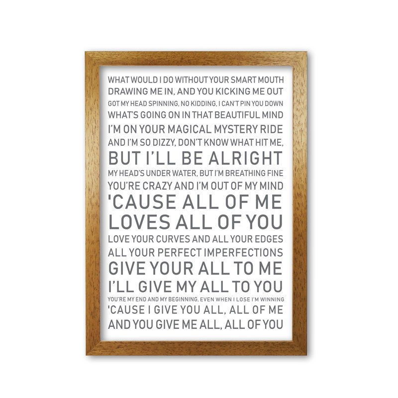 All Of Me - Print, Honey Oak Frame, 42 cm H x 30 cm W x 5 cm D