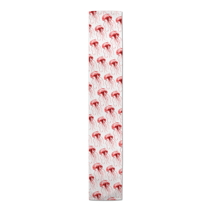 Chemin de table rectangulaire en polyester Aytana, 72 po x 16 po, Rouge