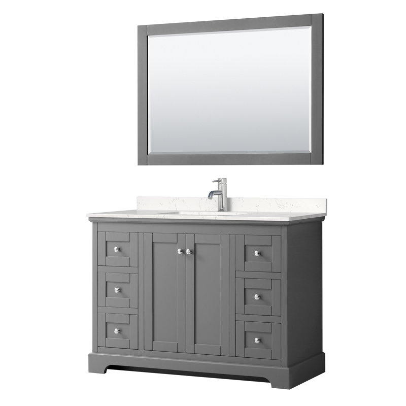 Avery 48'' Dark Gray Single Freestanding Vanity with Carrara Marble Top