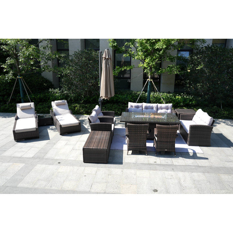 11 - Person Patio Conversation Set with Cushions