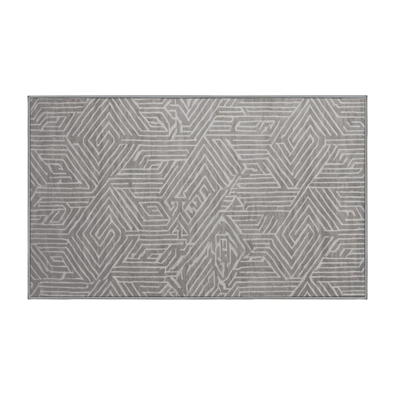 Machine Washable Gray Area Rug, Runner 2' x 5'