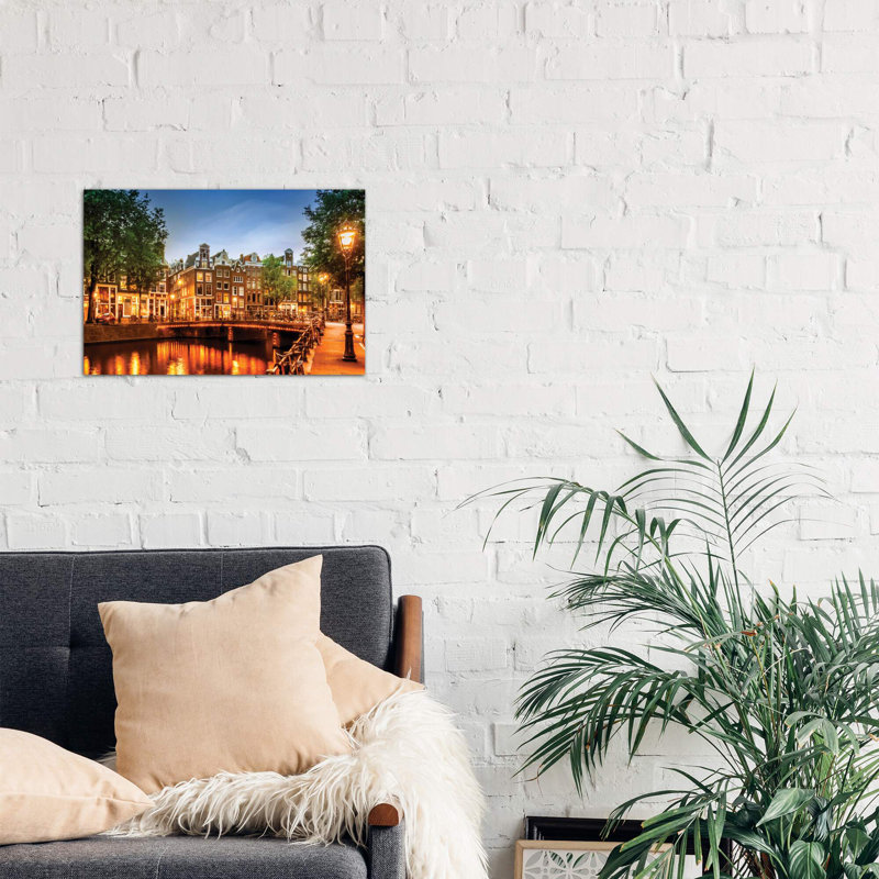 Amsterdam Impression From Singel - No Frame Print on Canvas, 66.04 cm H x 45.72 cm W x 3.175 cm D