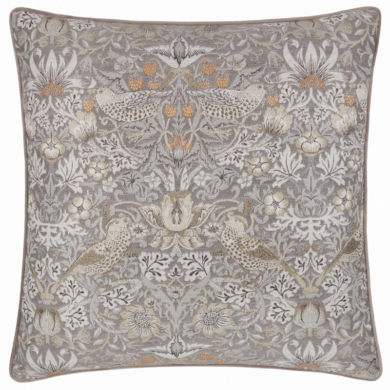 Strawberry Thief Floral Square Cushion Cover, Beige
