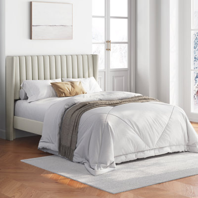 Multi-sized Upholstered Bed Frame with Channel Tufted Headboard