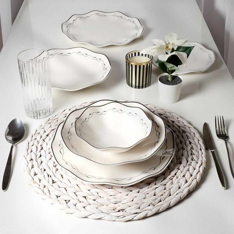 Service de vaisselle, Blanc/Noir