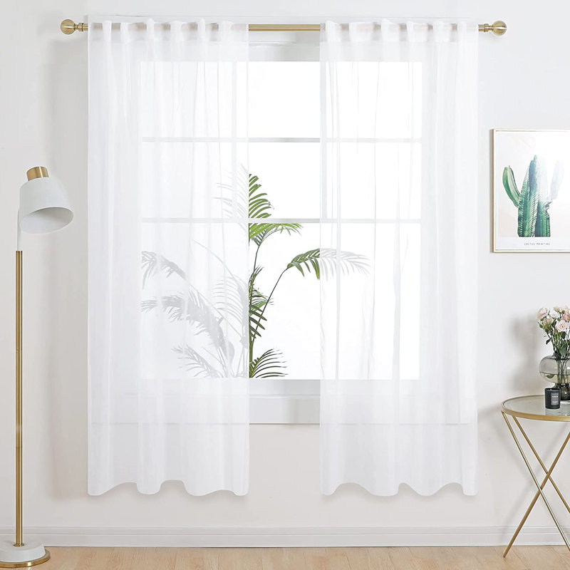 Sheer Curtain Panel Pair, 52" W x 72" L, Vanilla