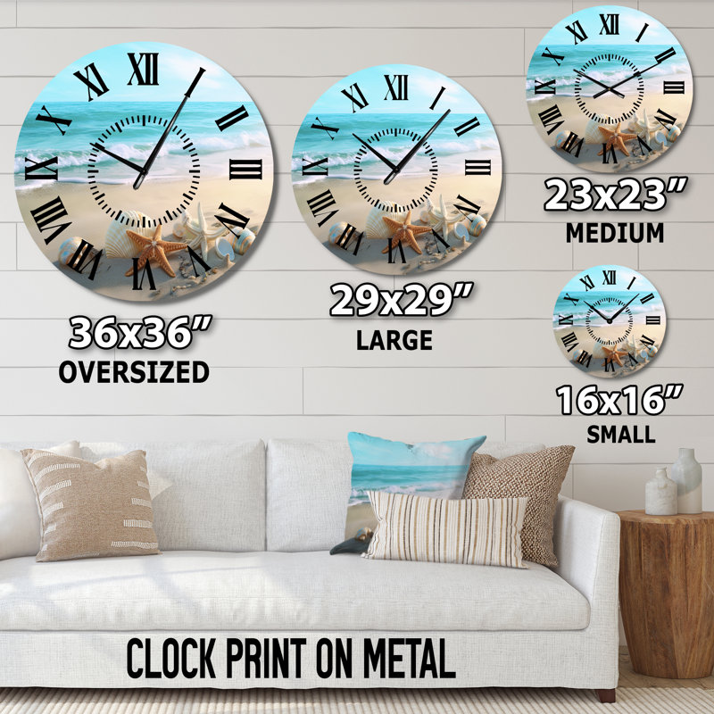 Horloge murale Coastal Seashore, Médium